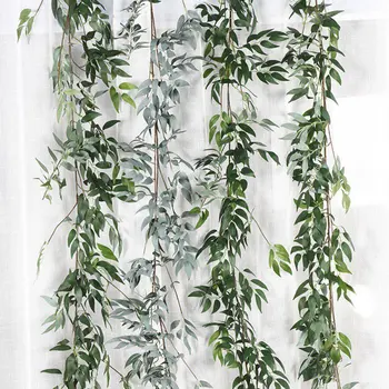 Имитация на върба, плетен зелени листа, комплект сватбени декорации от захарна тръстика, ивовое растение, листата от ратан, декоративна зелена лоза за домашна градина