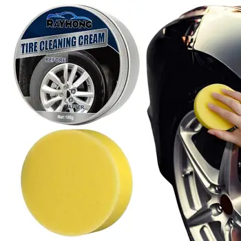 Крем за промяна гуми, паста за гуми променя с гъба, автомобилни принадлежности за почистване на гуми и джанти, за пречистване на каучук
