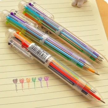 2 бр./лот, 6 в 1, бонбони, 6 цвята химикалка писалка за рисуване писалка за сметки, 0,5 mm, канцеларски материали