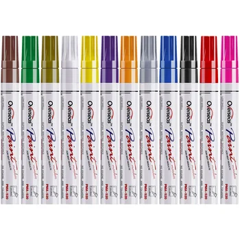 Постоянни писалки за чертане, маркери за пластмаса, комплект маркери химикалки са на маслена основа 12 цвята, бързо съхнещи и водоустойчив, двигателят е с мазителна писалка за рисуване